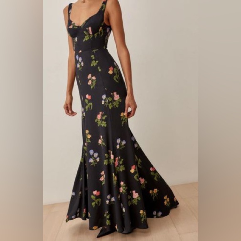 REFORMATION | Blue Lecce Printed Crepe Maxi Dress Size 8